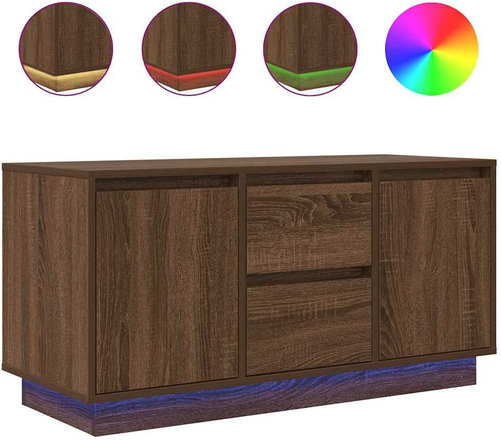 TV staliukas Televizoriaus spintelė su LED, ruda ąžuolo, 100x41x50 cm
