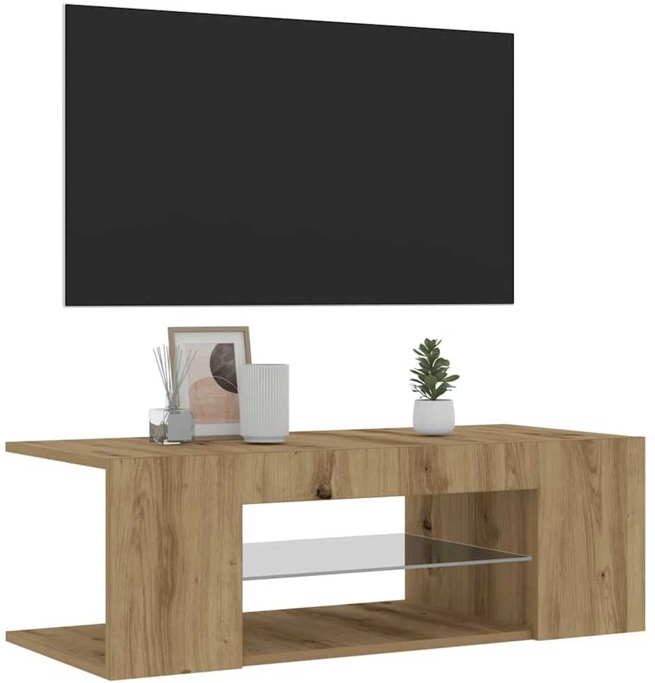 TV staliukas televizoriaus spintelė su LED lemputėmis Artisan ąžuolas