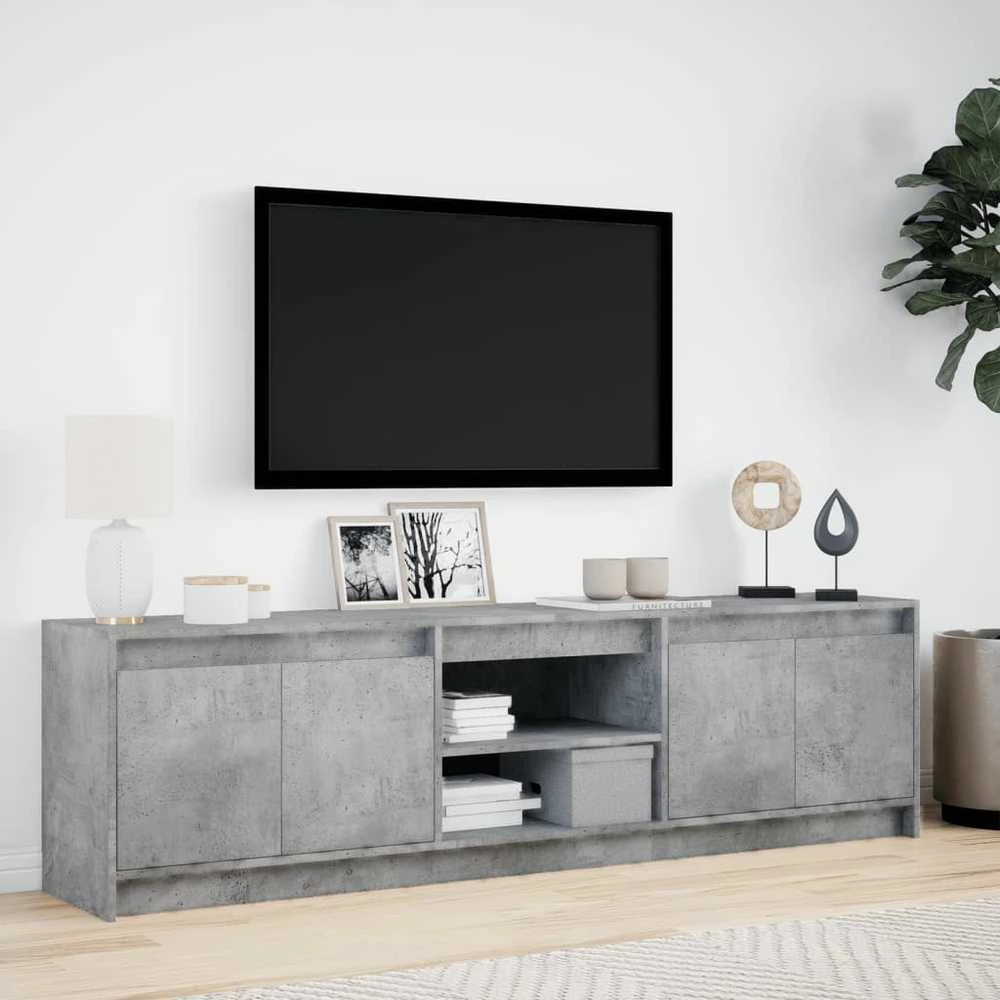 TV staliukas Televizoriaus spintelė su LED, pilka, 180x34x50cm, mediena