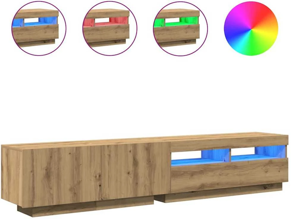 TV staliukas televizoriaus spintelė su LED lemputėmis Artisan ąžuolas