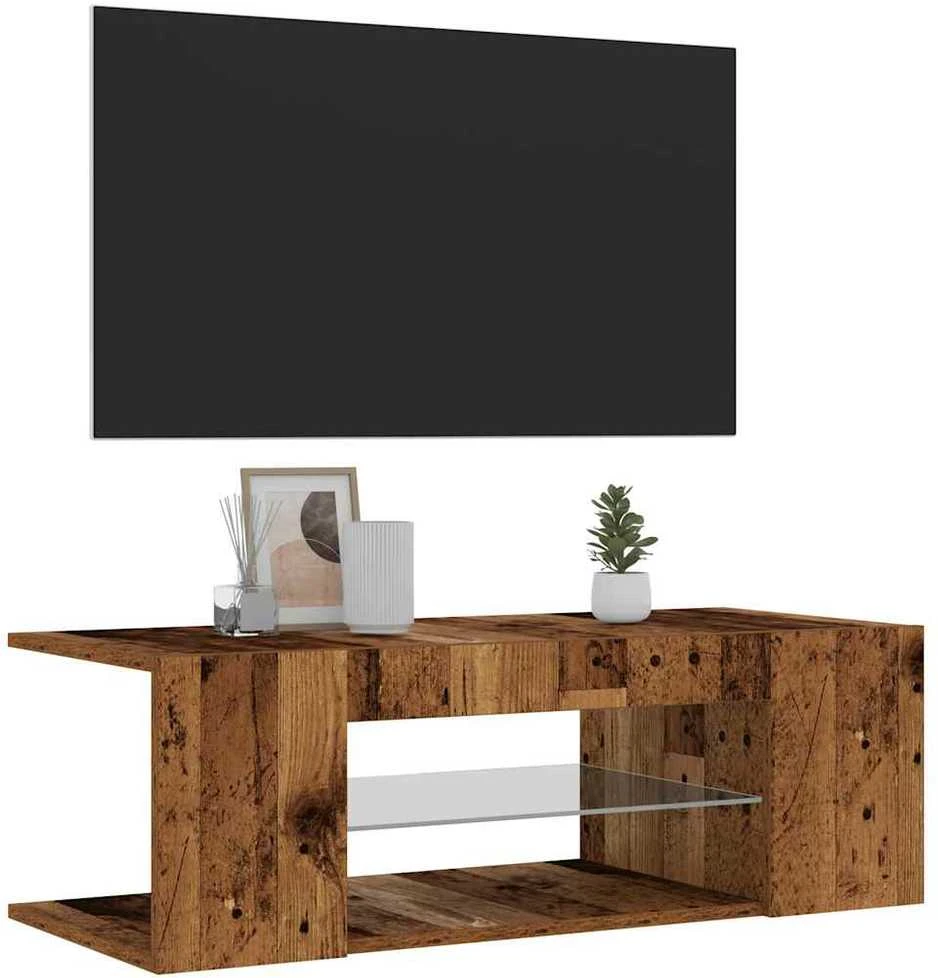 TV staliukas televizoriaus spintelė su LED lemputėmis Old Wood