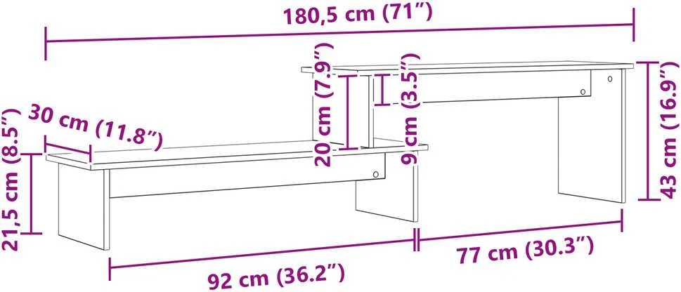 TV staliukas TV spintelių komplektas 180,5 x 30 x 43 cm Juodas ąžuolas