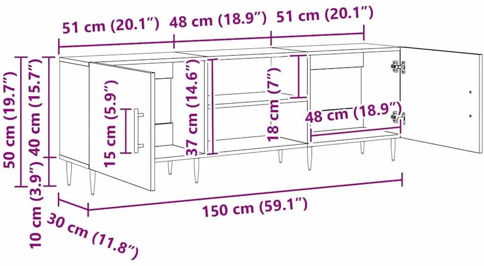 TV staliukas Televizoriaus spintelė 150 x 30 x 50 cm Sena mediena