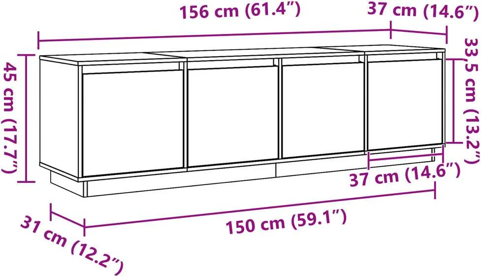 TV staliukas Televizoriaus spintelė 156 x 37 x 45 cm Ruda Apdirbta mediena