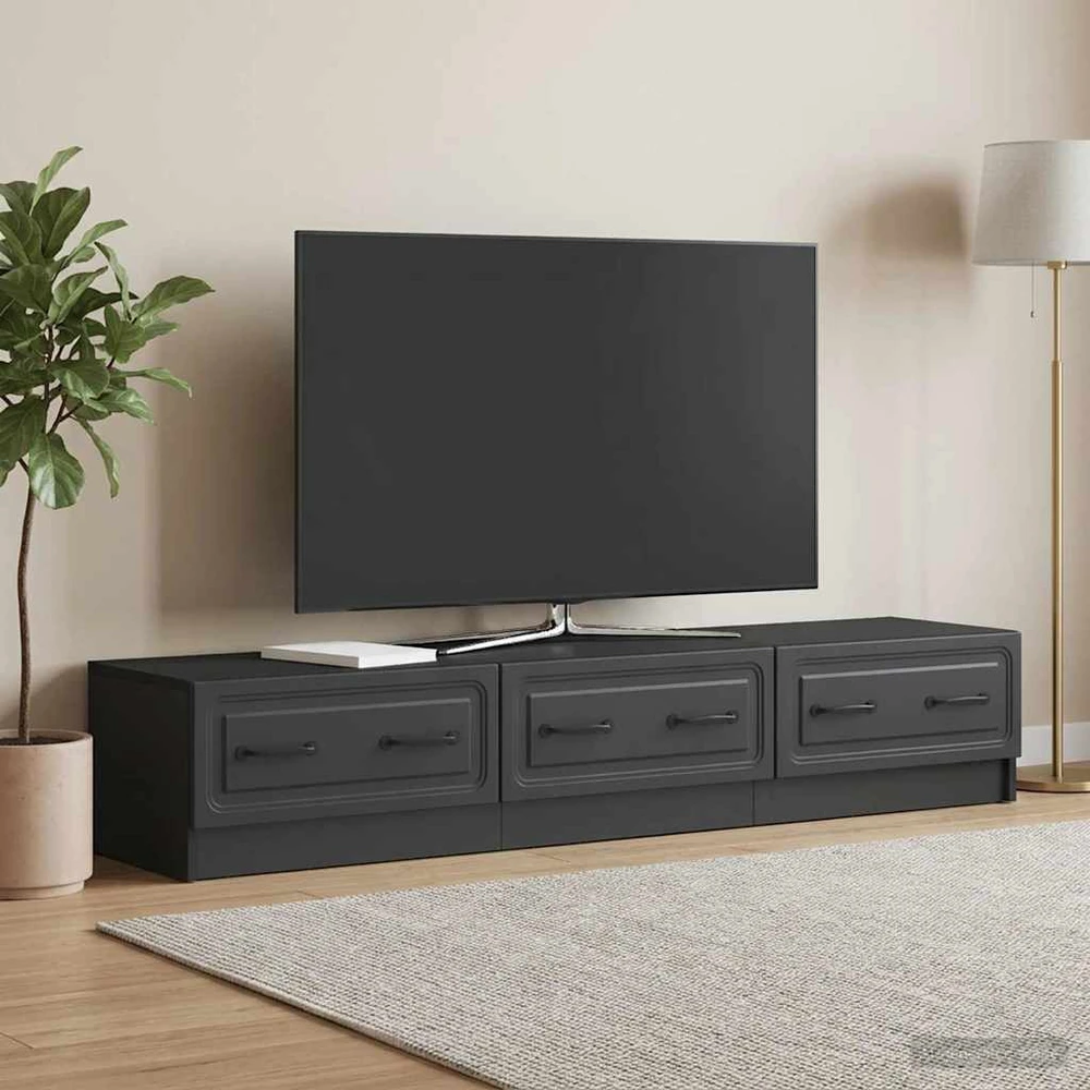 TV staliukas Televizoriaus spintelė 147 x 34,5 x 27 cm Juoda