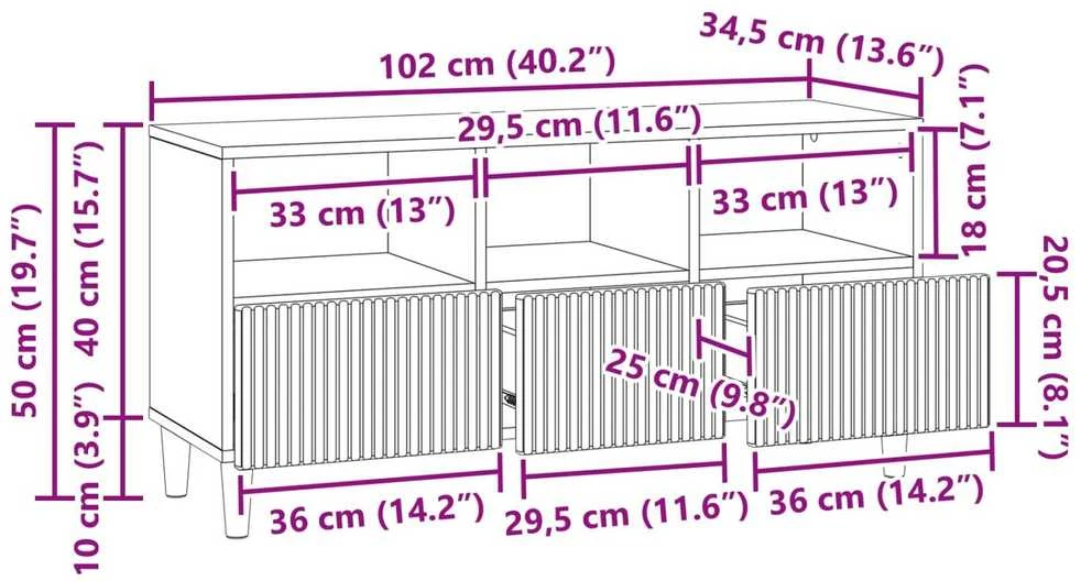 TV staliukas Televizoriaus spintelė 102 x 34,5 x 50 cm Juoda