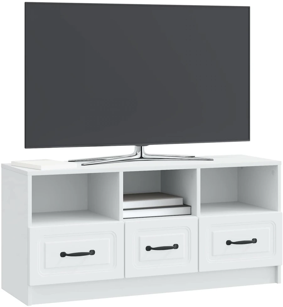 TV staliukas Televizoriaus spintelė su stalčių Balta 102 x 34,5 x 47 cm