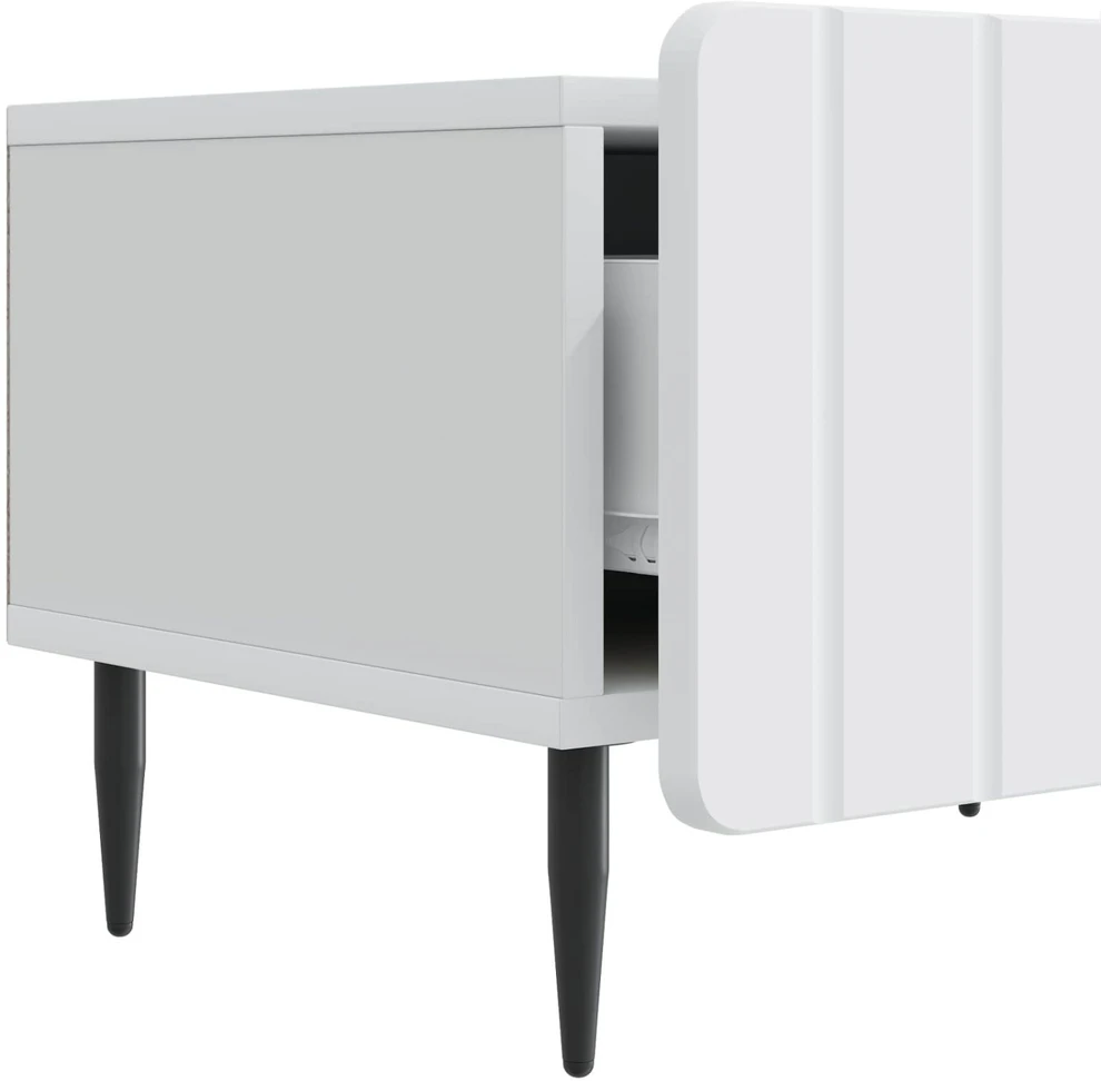 TV staliukas Televizoriaus spintelė su stalčių Balta 147 x 34,5 x 32 cm