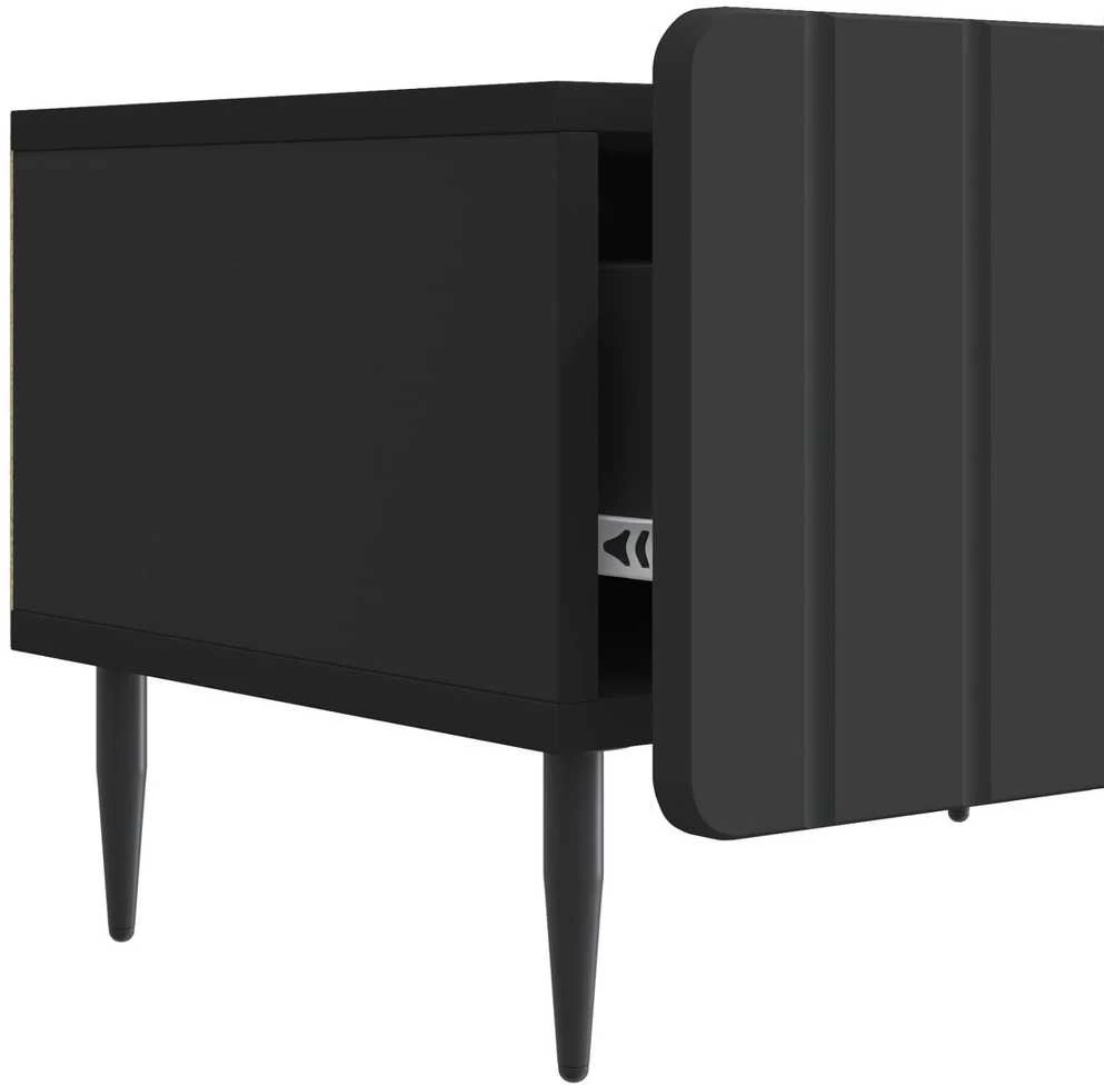 TV staliukas Televizoriaus spintelė su stalčių Juoda 147 x 34,5 x 32 cm