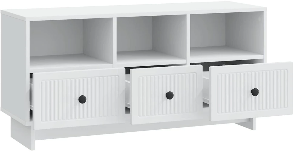 TV staliukas Televizoriaus spintelė su stalčių Balta 102 x 34,5 x 50 cm