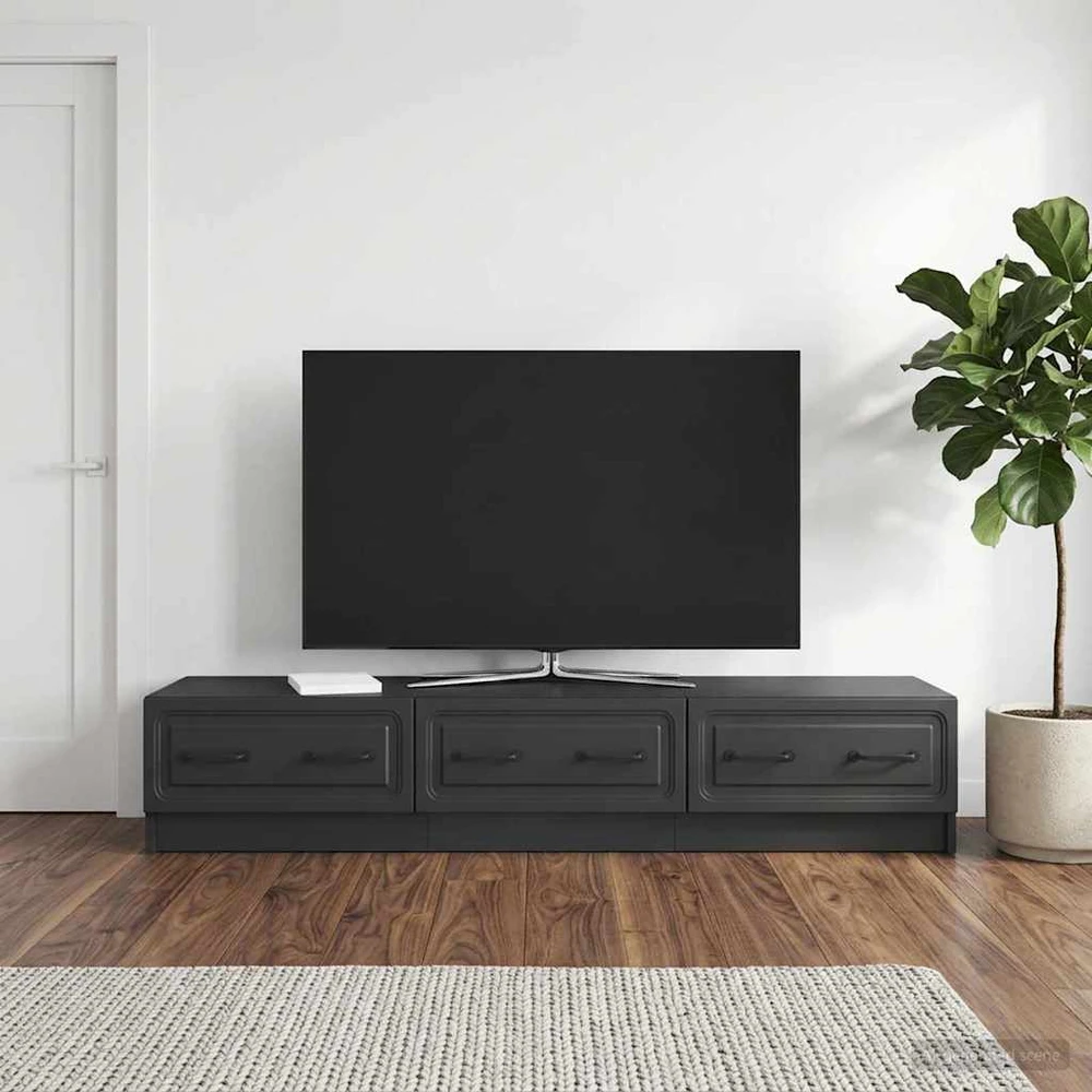 TV staliukas Televizoriaus spintelė 147 x 34,5 x 27 cm Juoda