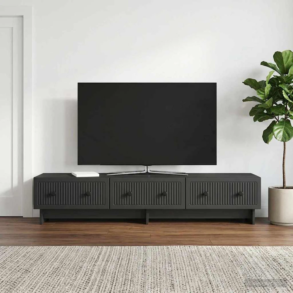TV staliukas Televizoriaus spintelė 147 x 34,5 x 30 cm Juoda