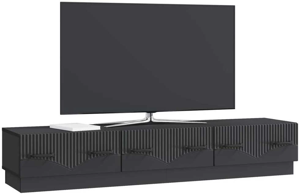 TV staliukas Televizoriaus spintelė su stalčių Juoda 147 x 34,5 x 27 cm