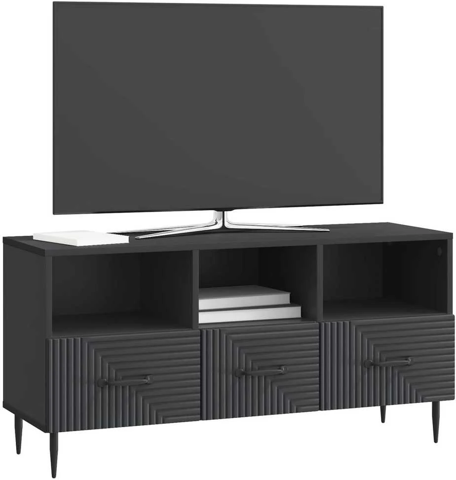 TV staliukas Televizoriaus spintelė su stalčių Juoda 102 x 34,5 x 50 cm