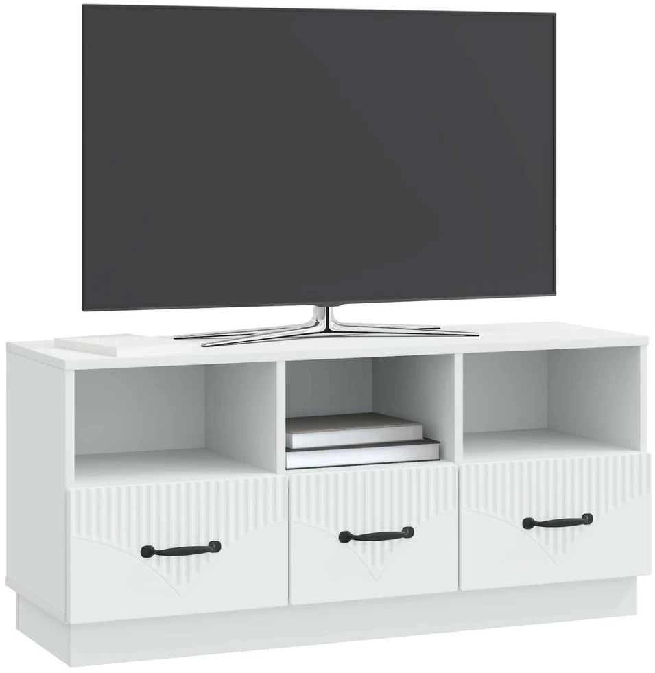 TV staliukas Televizoriaus spintelė su stalčių Balta 102 x 34,5 x 47 cm