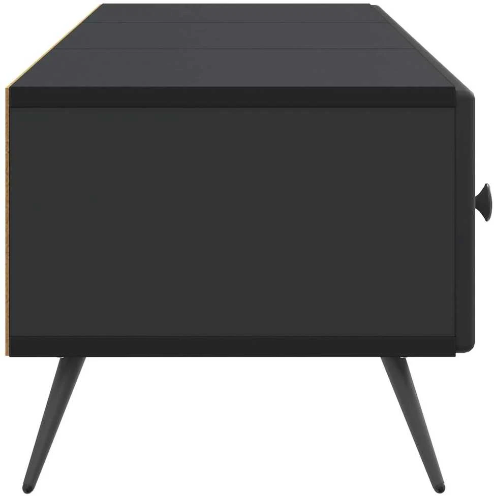 TV staliukas Televizoriaus spintelė su stalčių Juoda 147 x 34,5 x 30 cm