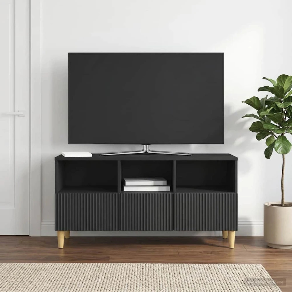 TV staliukas Televizoriaus spintelė 102 x 34,5 x 50 cm Juoda