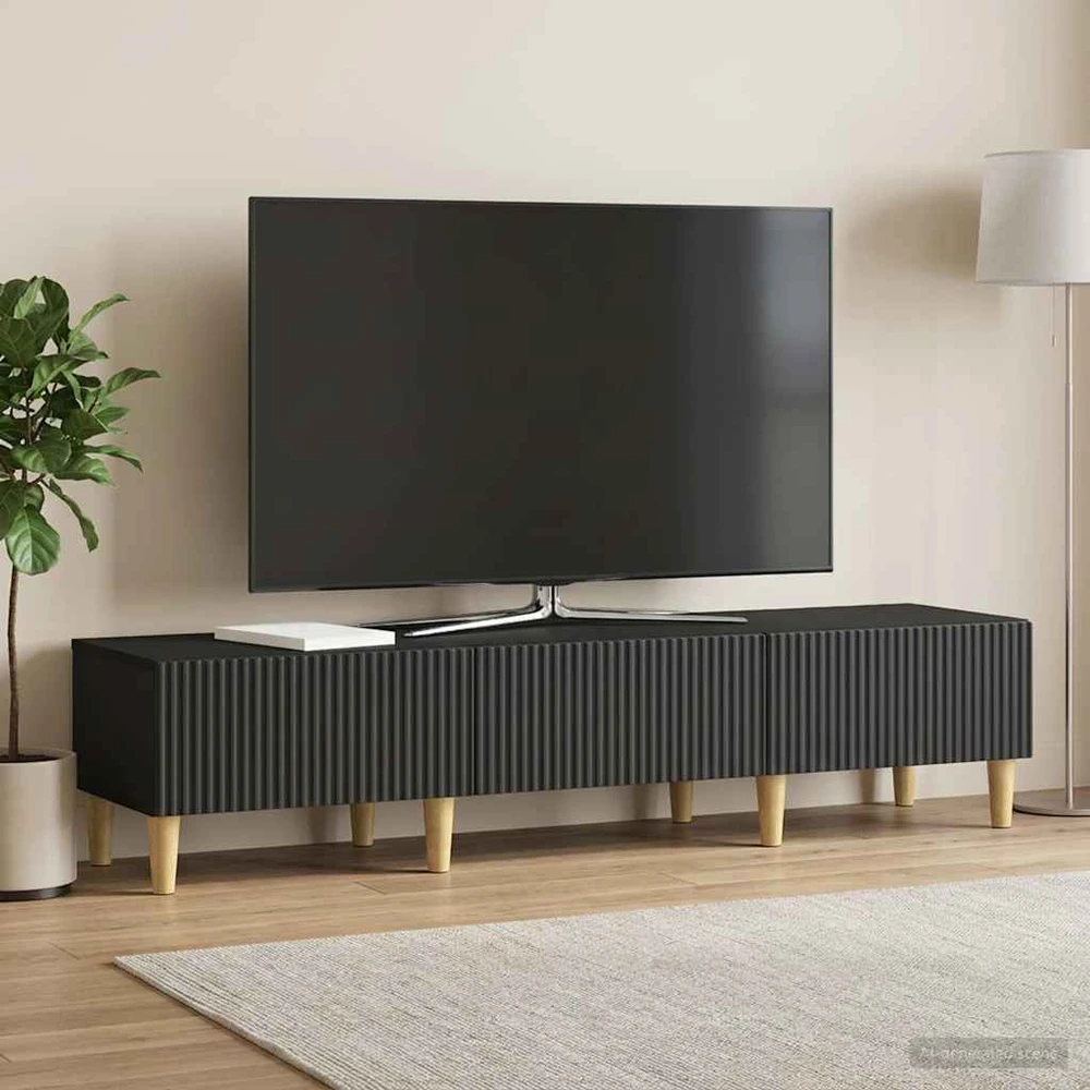 TV staliukas Televizoriaus spintelė 147 x 34,5 x 30 cm Juoda