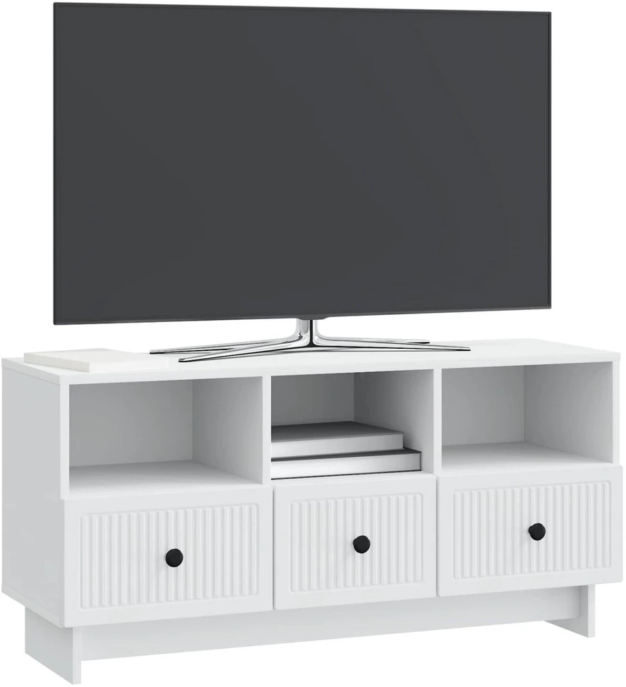 TV staliukas Televizoriaus spintelė su stalčių Balta 102 x 34,5 x 50 cm