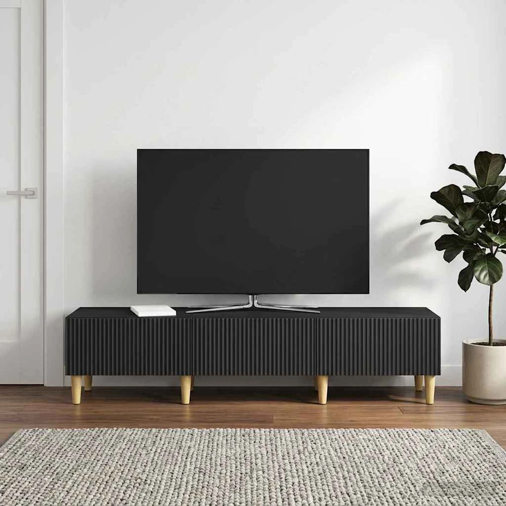 TV staliukas Televizoriaus spintelė 147 x 34,5 x 30 cm Juoda