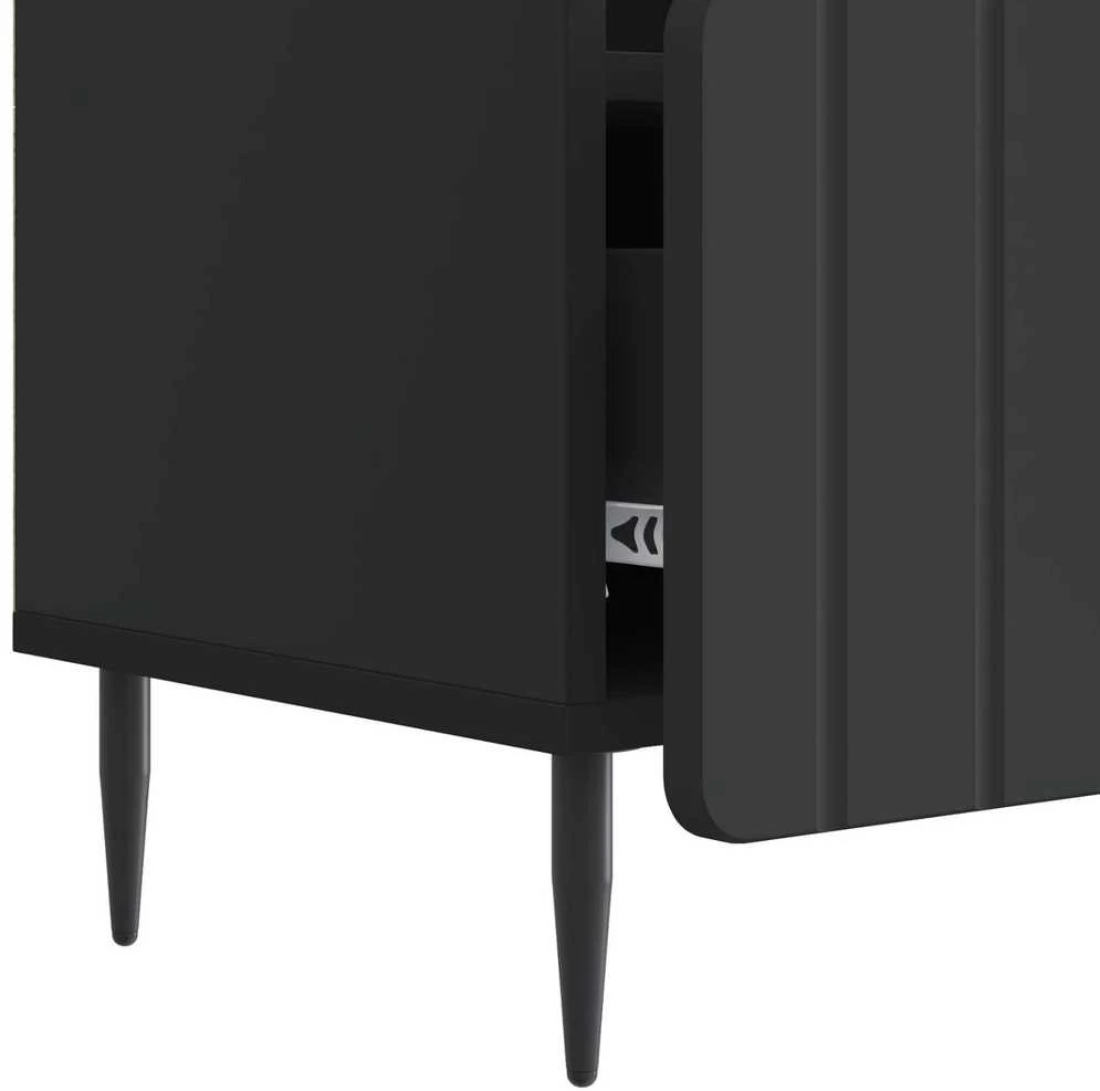 TV staliukas Televizoriaus spintelė su stalčių Juoda 102 x 34,5 x 50 cm