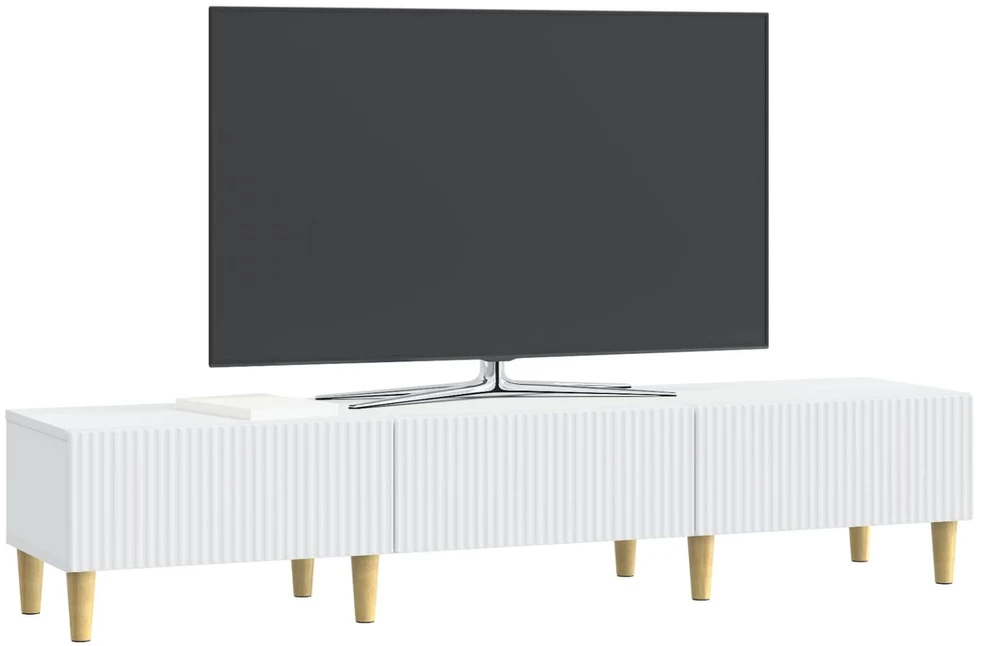 TV staliukas Televizoriaus spintelė su stalčių Balta 147 x 34,5 x 30 cm