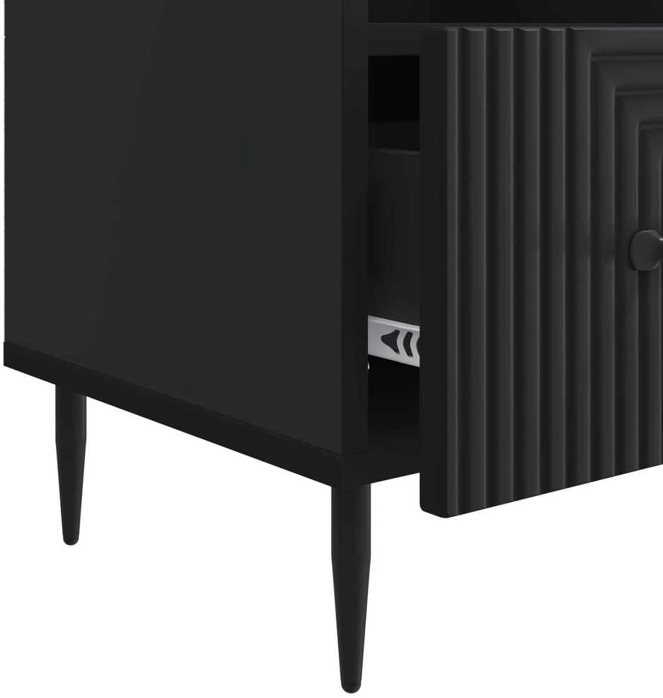 TV staliukas Televizoriaus spintelė su stalčių Juoda 102 x 34,5 x 50 cm