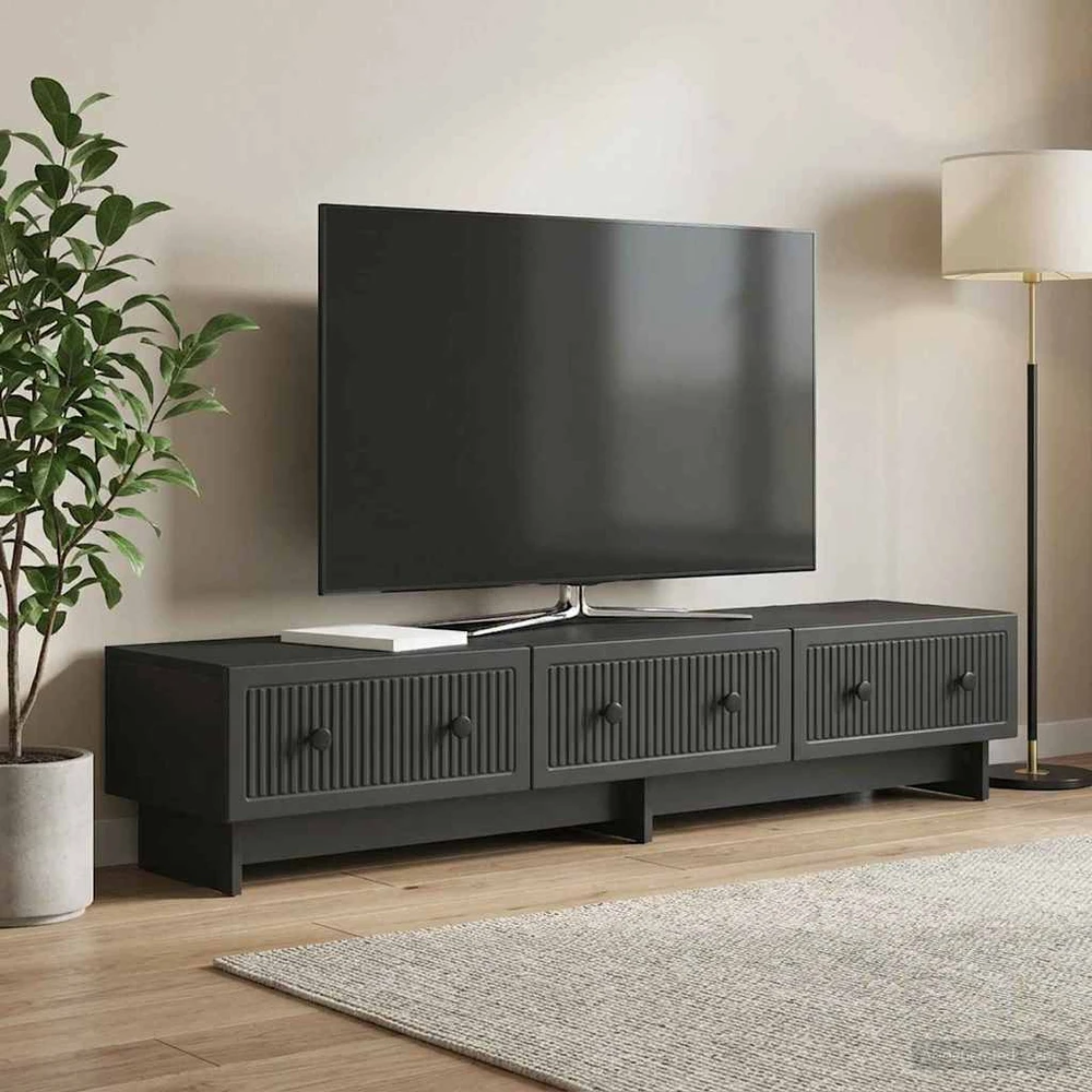 TV staliukas Televizoriaus spintelė 147 x 34,5 x 30 cm Juoda