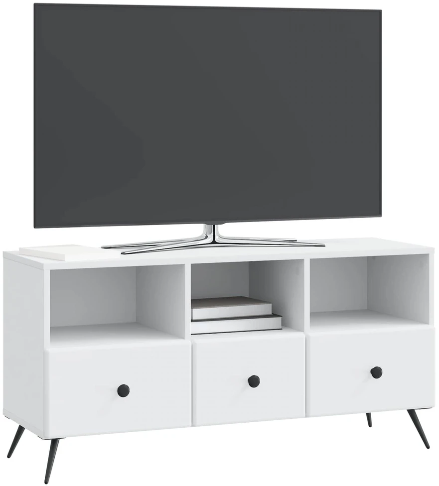 TV staliukas Televizoriaus spintelė su stalčių Balta 102 x 34,5 x 50 cm