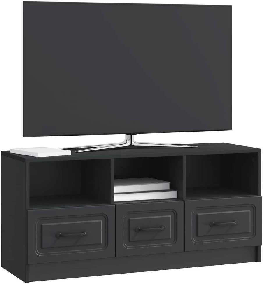 TV staliukas Televizoriaus spintelė su stalčių Juoda 102 x 34,5 x 47 cm