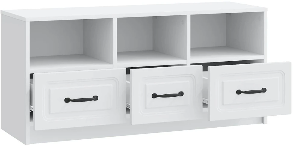TV staliukas Televizoriaus spintelė su stalčių Balta 102 x 34,5 x 47 cm