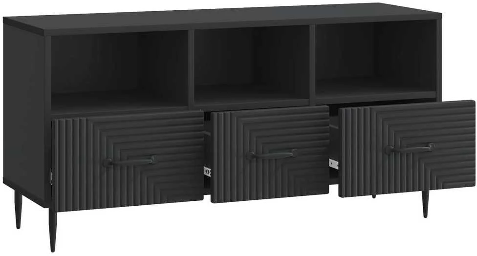 TV staliukas Televizoriaus spintelė su stalčių Juoda 102 x 34,5 x 50 cm