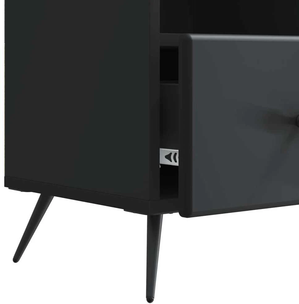 TV staliukas Televizoriaus spintelė su stalčių Juoda 102 x 34,5 x 50 cm