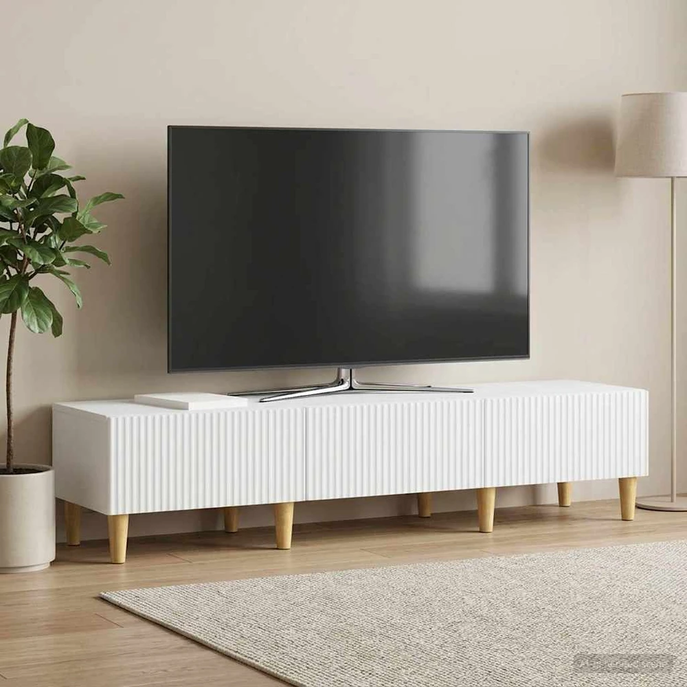 TV staliukas Televizoriaus spintelė su stalčių Balta 147 x 34,5 x 30 cm