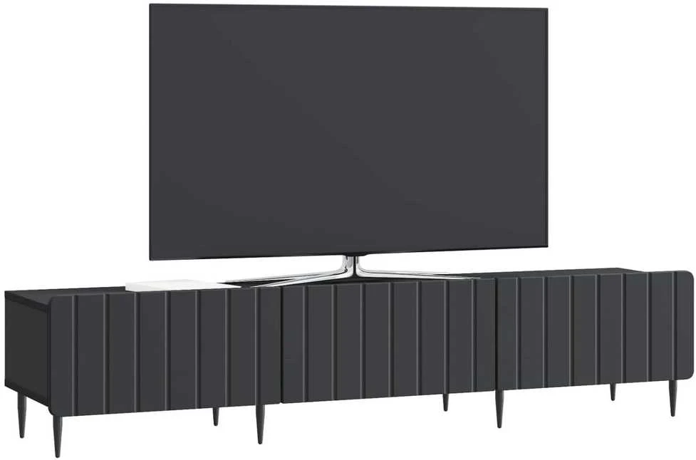 TV staliukas Televizoriaus spintelė su stalčių Juoda 147 x 34,5 x 32 cm