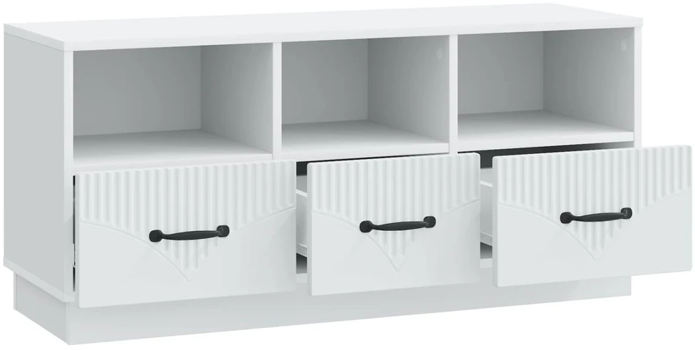 TV staliukas Televizoriaus spintelė su stalčių Balta 102 x 34,5 x 47 cm