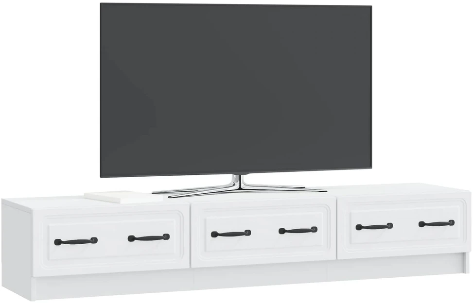 TV staliukas Televizoriaus spintelė su stalčių Balta 147 x 34,5 x 27 cm