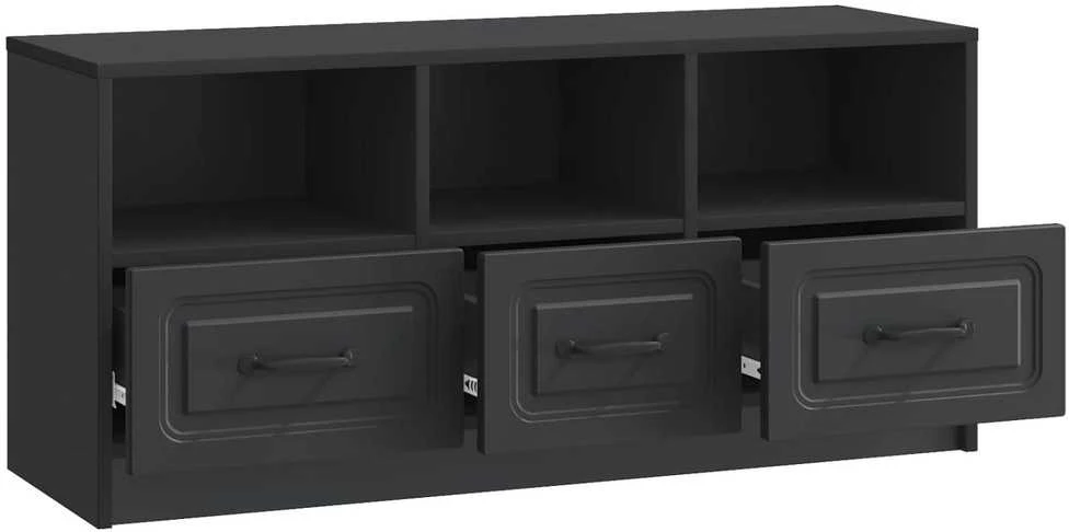 TV staliukas Televizoriaus spintelė su stalčių Juoda 102 x 34,5 x 47 cm
