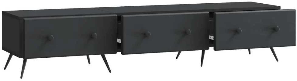 TV staliukas Televizoriaus spintelė su stalčių Juoda 147 x 34,5 x 30 cm