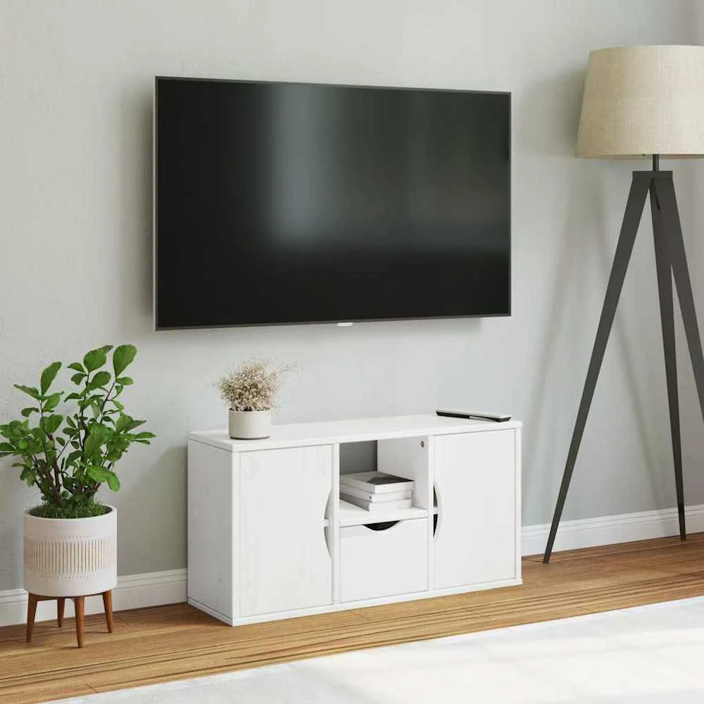 TV staliukas Televizoriaus spintelė su stalčiumi, ODDA, baltas, 79x24x40cm