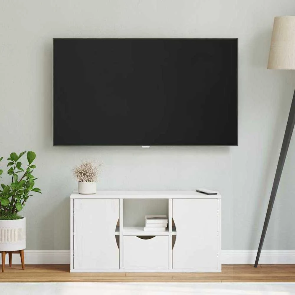 TV staliukas Televizoriaus spintelė su stalčiumi, ODDA, baltas, 79x24x40cm