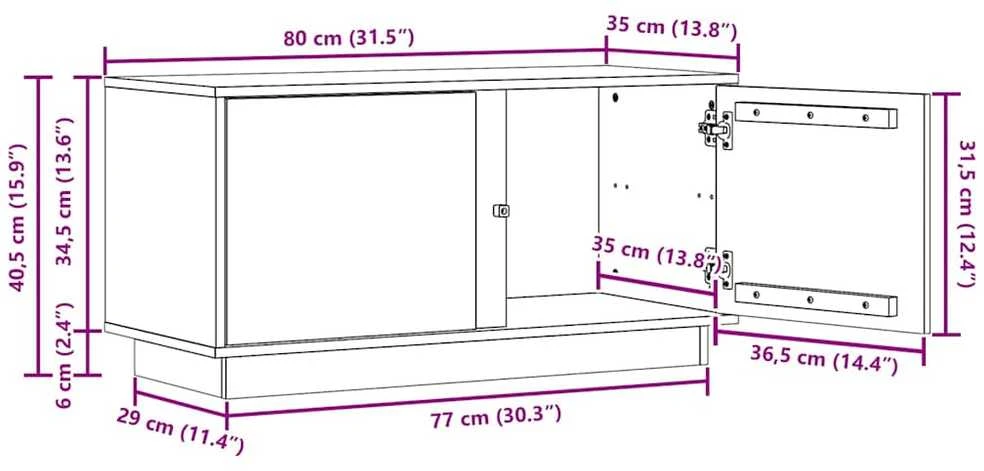 TV staliukas Televizoriaus spintelė Vaško ruda 80 x 35 x 40,5 cm