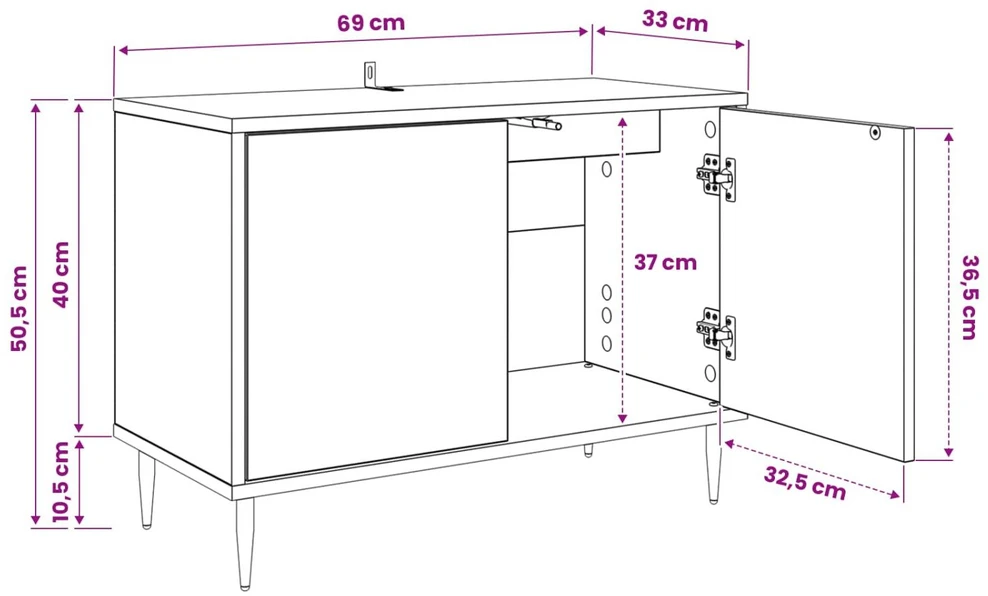 TV staliukas Televizoriaus spintelė WIJHE 69 x 33 x 50,5 cm Juodojo ąžuolo