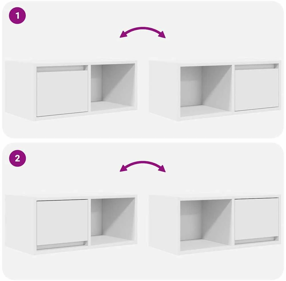 TV staliukas Televizoriaus spintelės, 2vnt., baltos, 60x31x25,5 cm, mediena