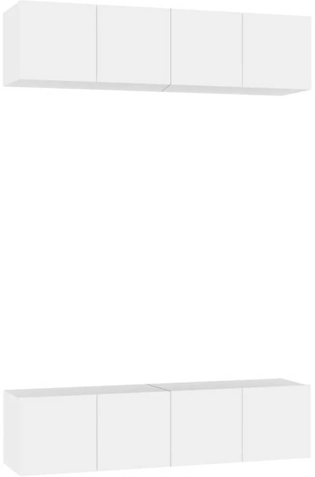 TV staliukas Televizoriaus spintelės, 4vnt., baltos, 60x30x30cm, mediena