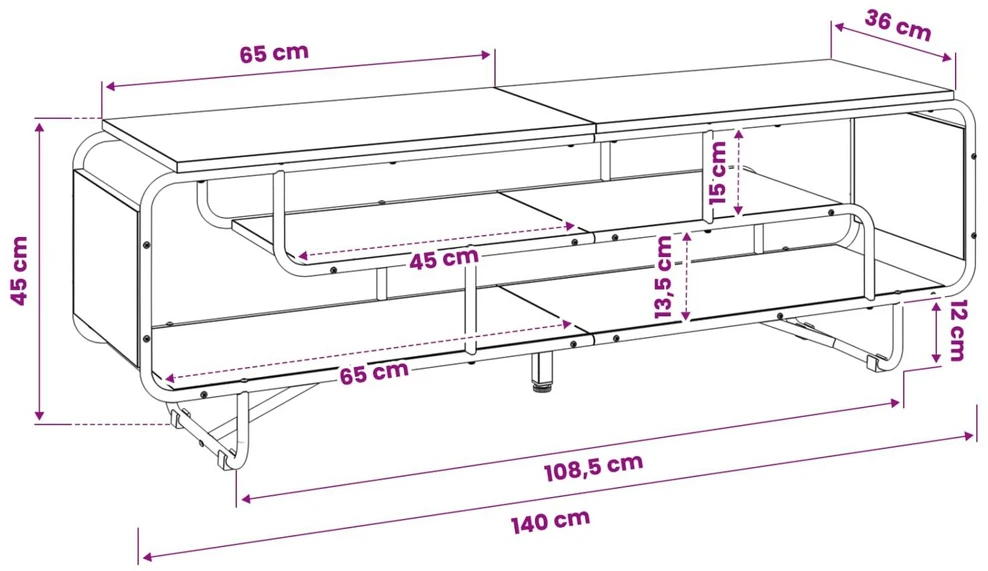 TV staliukas Televizoriaus stovas 140 x 36 x 45 cm Sendintos medienos