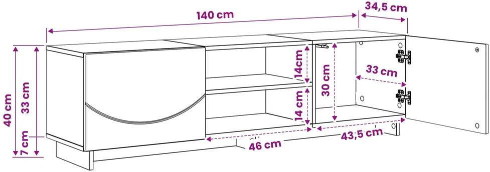 TV staliukas Televizoriaus stovas 140 x 34,5 x 40 cm Sendintos medienos