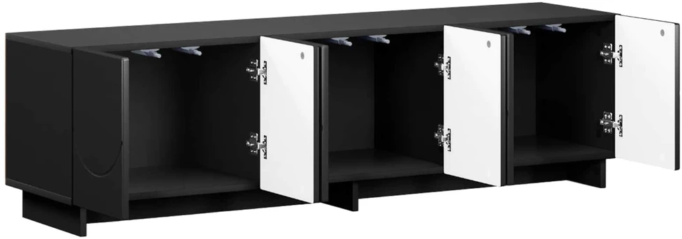 TV staliukas Televizoriaus stovas 140 x 34,5 x 40 cm Juoda Apdirbta mediena