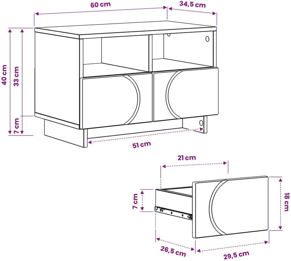 TV staliukas Televizoriaus stovas 60 x 34,5 x 40 cm Pilka Sonoma