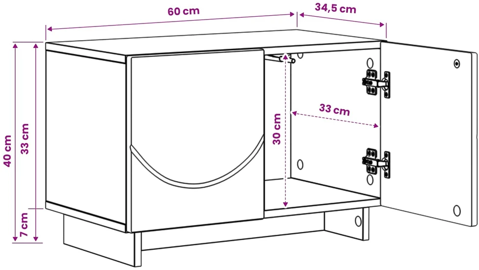 TV staliukas Televizoriaus stovas 60 x 34,5 x 40 cm Balta Apdirbta mediena
